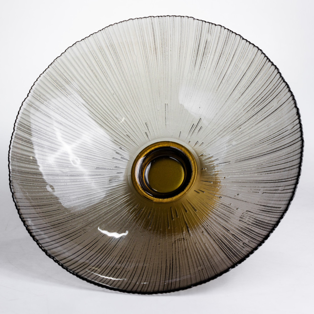 Изображение Фруктовница стеклянная «Gold & Grey» 34 см на золотой ножке Yiwu HP-34-119 ИМ Light-Deco 2 
