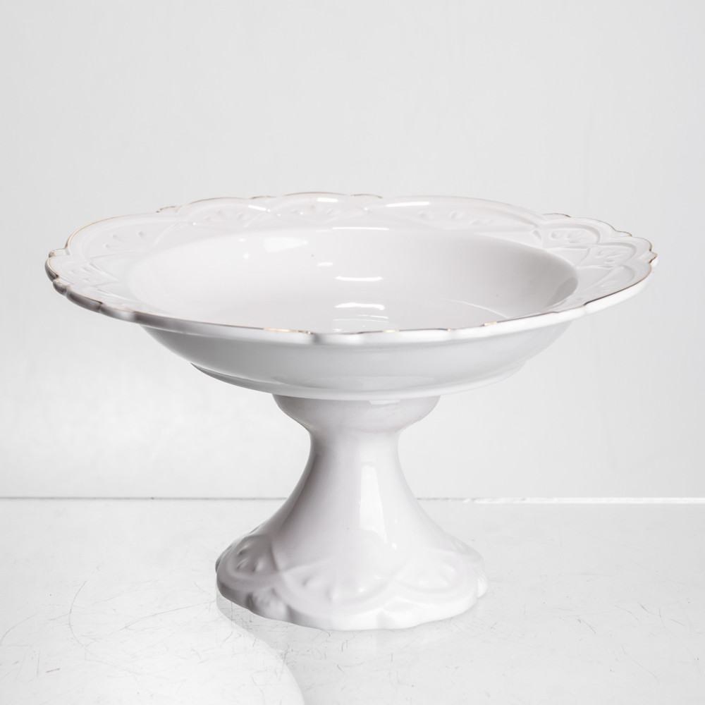 Изображение Фруктовница на ножке White Square 21.5 см, фарфоровая круглая Yiwu 120-YH-HG056 ИМ Light-Deco 