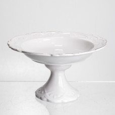 Фруктовница на ножке White Square 21.5 см, фарфоровая круглая Yiwu 120-YH-HG056