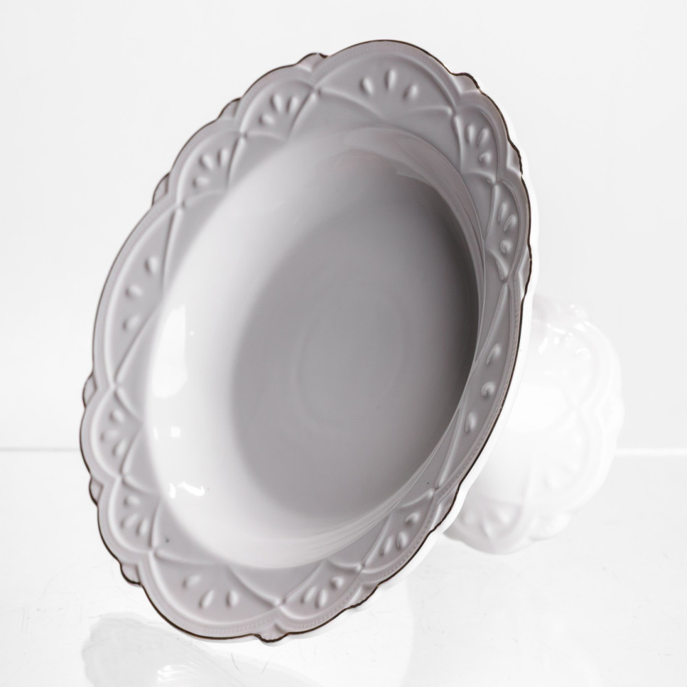 Изображение Фруктовница на ножке White Square 21.5 см, фарфоровая круглая Yiwu 120-YH-HG056 ИМ Light-Deco 2 