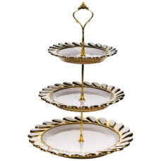 Фруктовница круглая трехъярусная для сервировки фруктов и сладостей 25х33 см ML2085