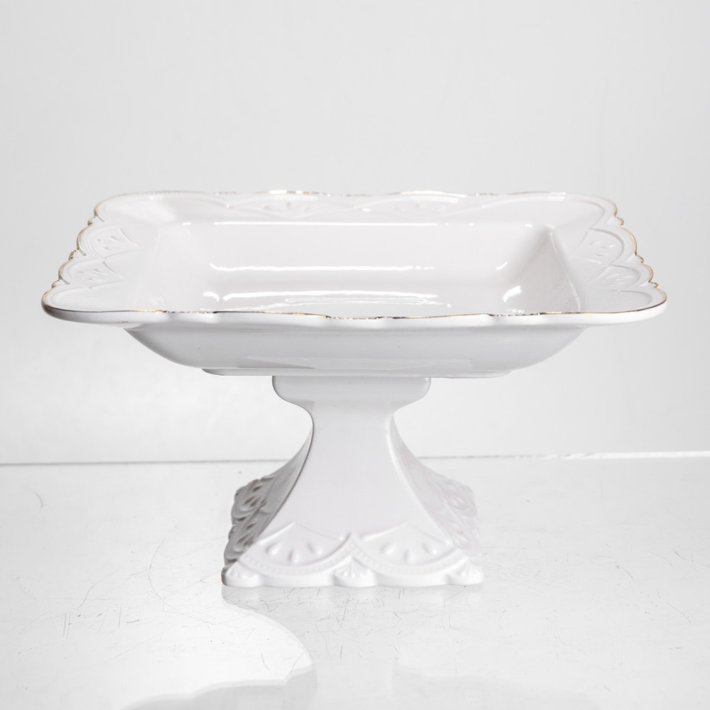 Изображение Фруктовница на ножке White Square 21,5*21,5 см фарфоровая квадратная Yiwu 120-YH-HG057 ИМ Light-Deco 