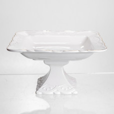 Фруктовница на ножке White Square 21,5*21,5 см фарфоровая квадратная Yiwu 120-YH-HG057