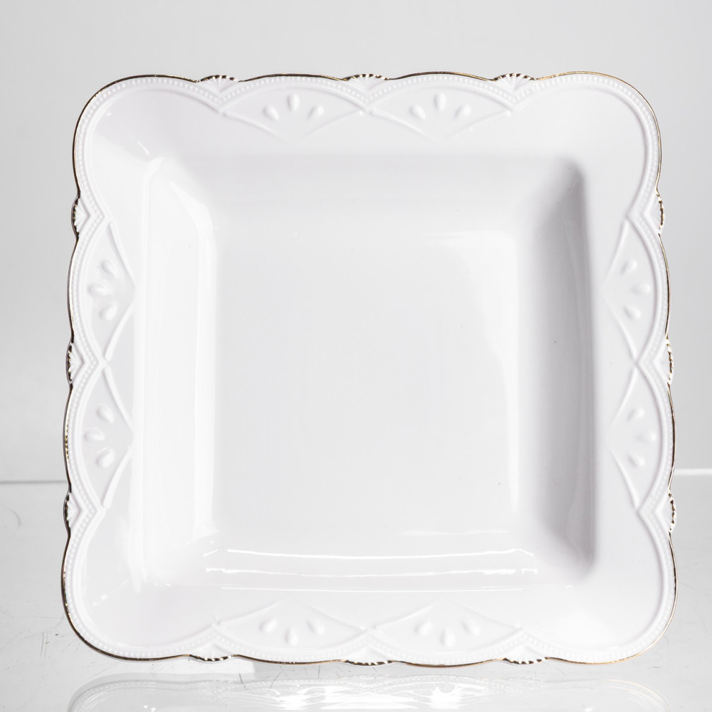 Изображение Фруктовница на ножке White Square 21,5*21,5 см фарфоровая квадратная Yiwu 120-YH-HG057 ИМ Light-Deco 3 