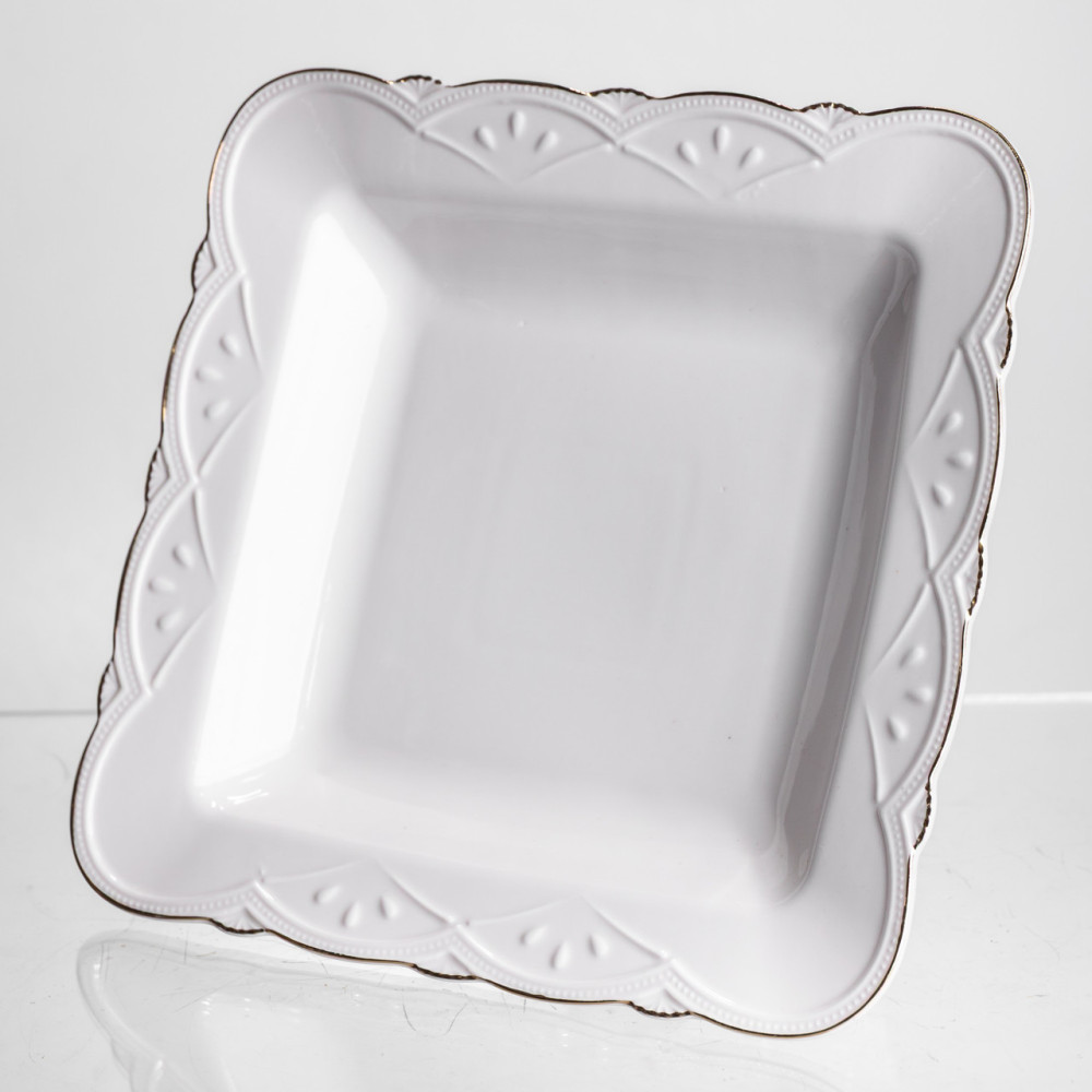 Изображение Фруктовница на ножке White Square 21,5*21,5 см фарфоровая квадратная Yiwu 120-YH-HG057 ИМ Light-Deco 4 