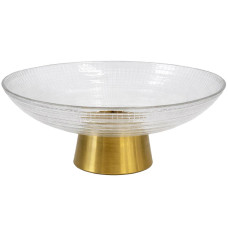 Тарелка для фруктов стеклянная на золотой ножке 19,5 × 9 см 64486-33
