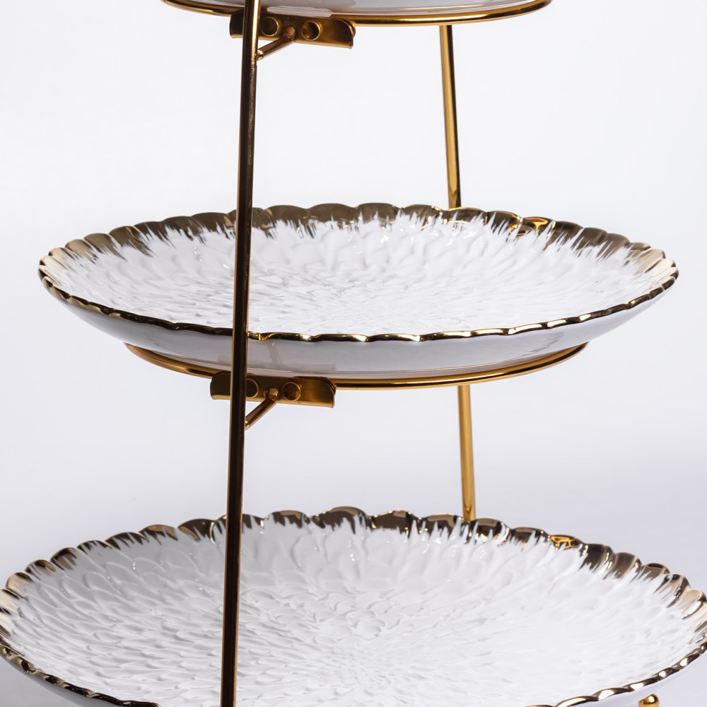 Зображення Фруктовница на 3 яруса фуршетная стойка для закусок 29×25×20 (см) конфетница Белый с золотом YZH-009 ИМ Light-Deco 4 