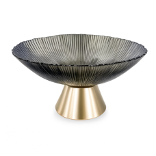 Фруктовница стеклянная «Gold & Grey» 15 см на золотой ножке Yiwu HP-34-117