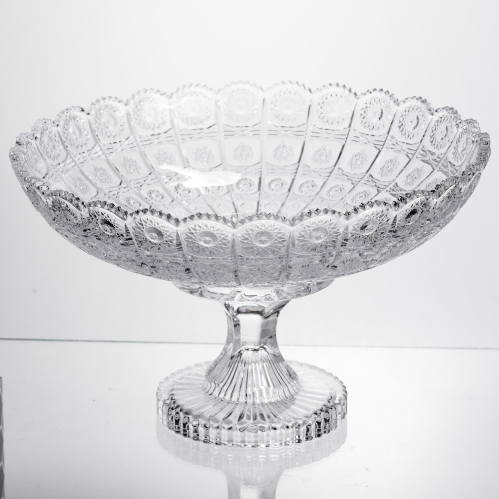 Изображение Фруктовница на ножке стеклянная Queen Lace 32 см под хрусталь Yiwu HP-34-47 ИМ Light-Deco 