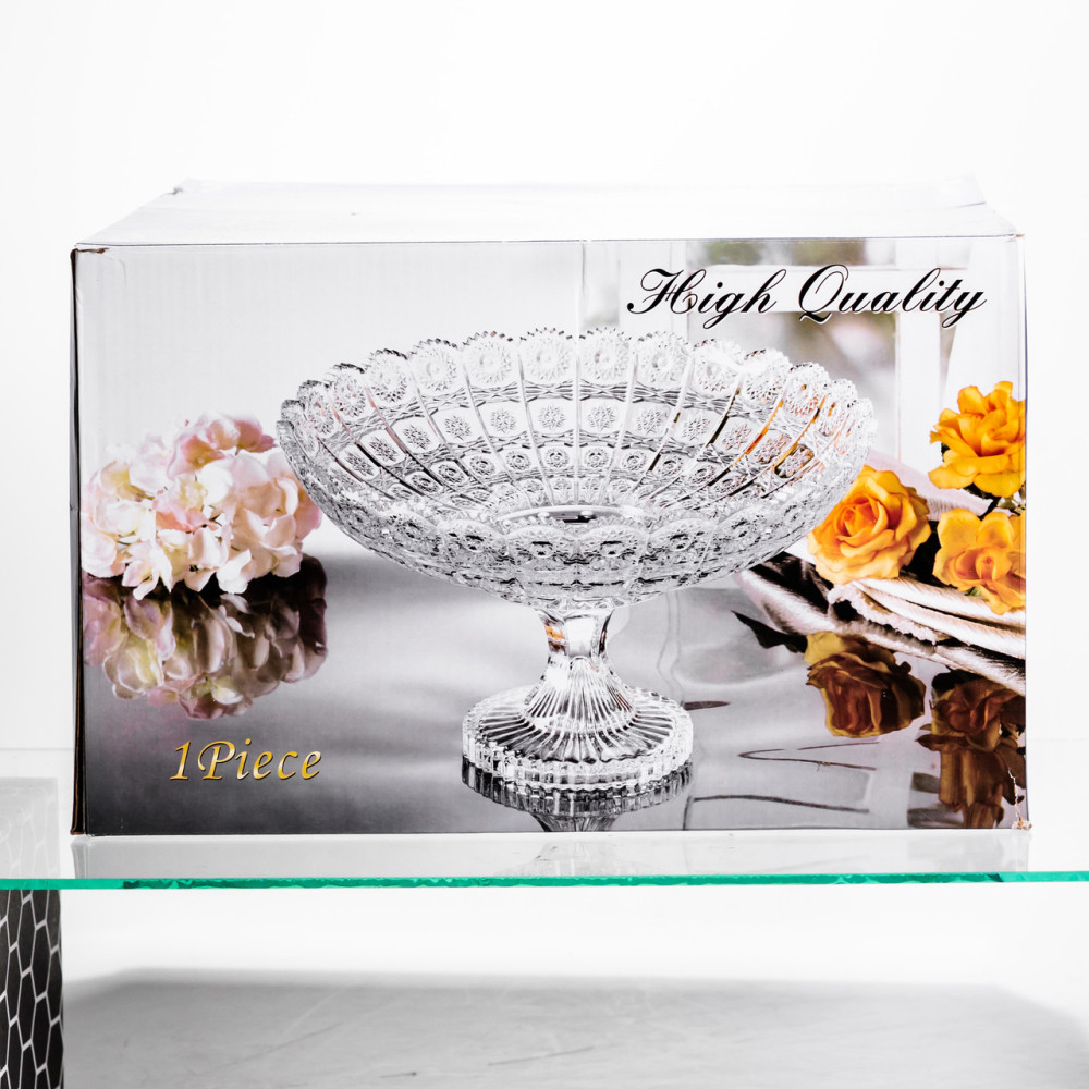 Изображение Фруктовница на ножке стеклянная Queen Lace 32 см под хрусталь Yiwu HP-34-47 ИМ Light-Deco 7 