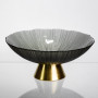 Изображение Фруктовница стеклянная «Gold & Grey» 24 см на золотой ножке Yiwu HP-34-118 ИМ Light-Deco 