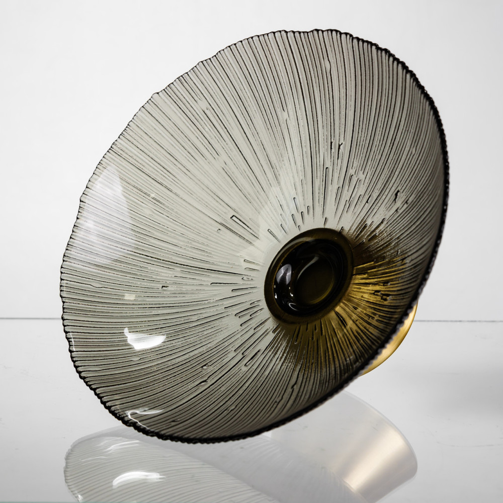 Изображение Фруктовница стеклянная «Gold & Grey» 24 см на золотой ножке Yiwu HP-34-118 ИМ Light-Deco 2 