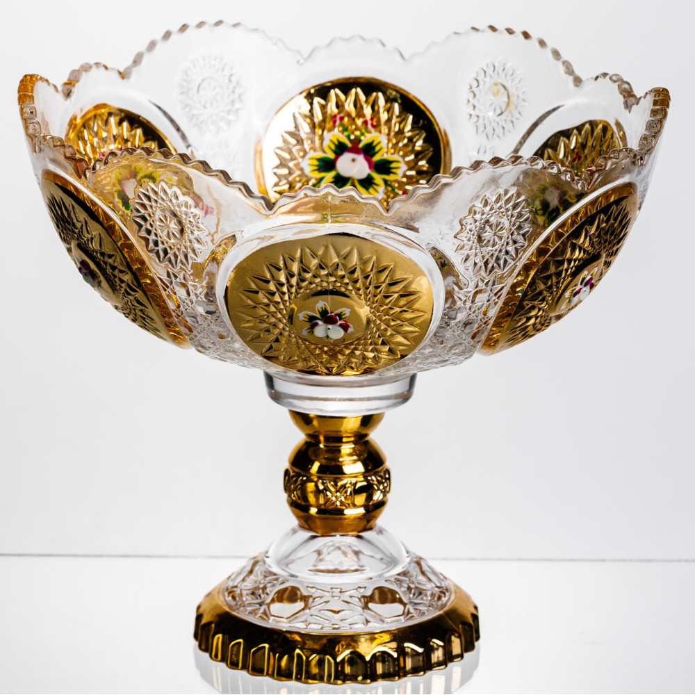 Изображение Ваза для фруктов стеклянная Gold Glass 22 см Yiwu HP-34-140 ИМ Light-Deco 