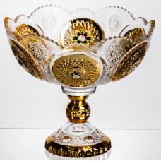 Ваза для фруктов стеклянная Gold Glass 22 см Yiwu HP-34-140