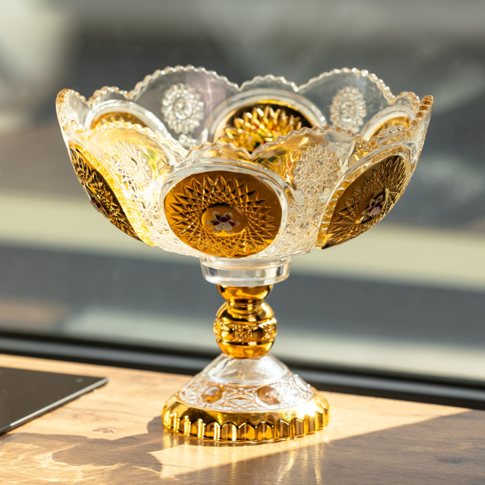 Изображение Ваза для фруктов стеклянная Gold Glass 22 см Yiwu HP-34-140 ИМ Light-Deco 1 