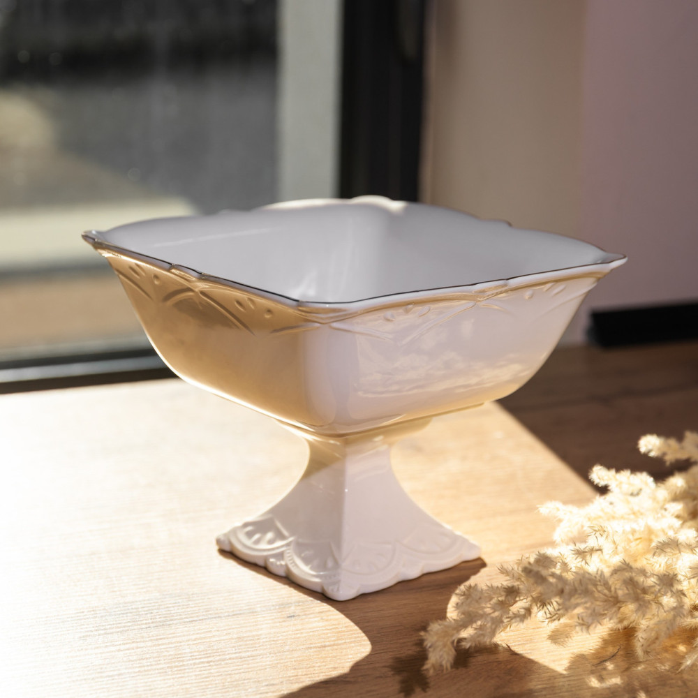 Изображение Конфетница на ножке фарфоровая Pearl 15*15 см Yiwu 120-YH-HG054 ИМ Light-Deco 1 