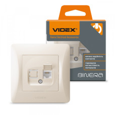 Розетка CAT3 одинарная телефонная кремовая VIDEX BINERA
