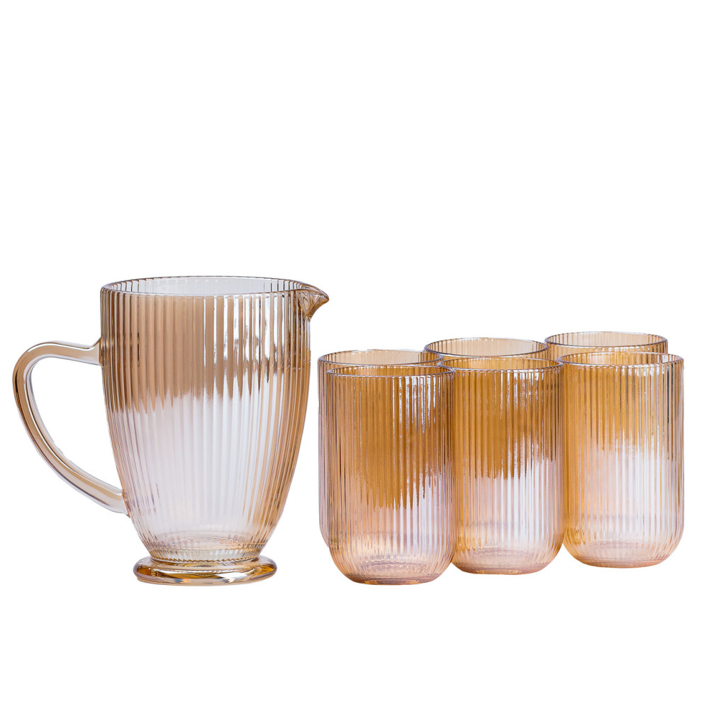 Зображення Набор стеклянный кувшин и 6 стаканов янтарный HP541 ИМ Light-Deco 