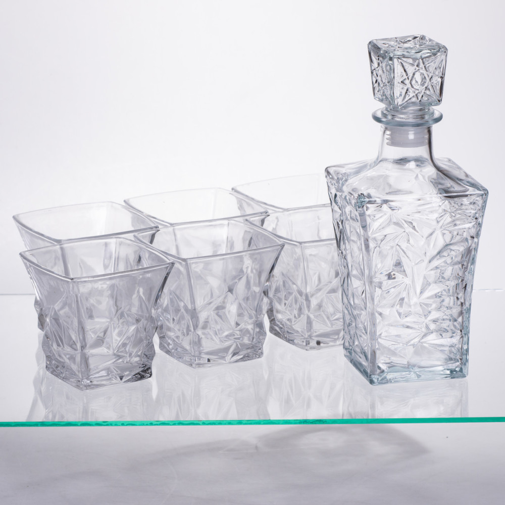 Зображення Набор для напитков графин и 6 стаканов для напитков из толстого стекла прозрачный 64486-26 ИМ Light-Deco 3 