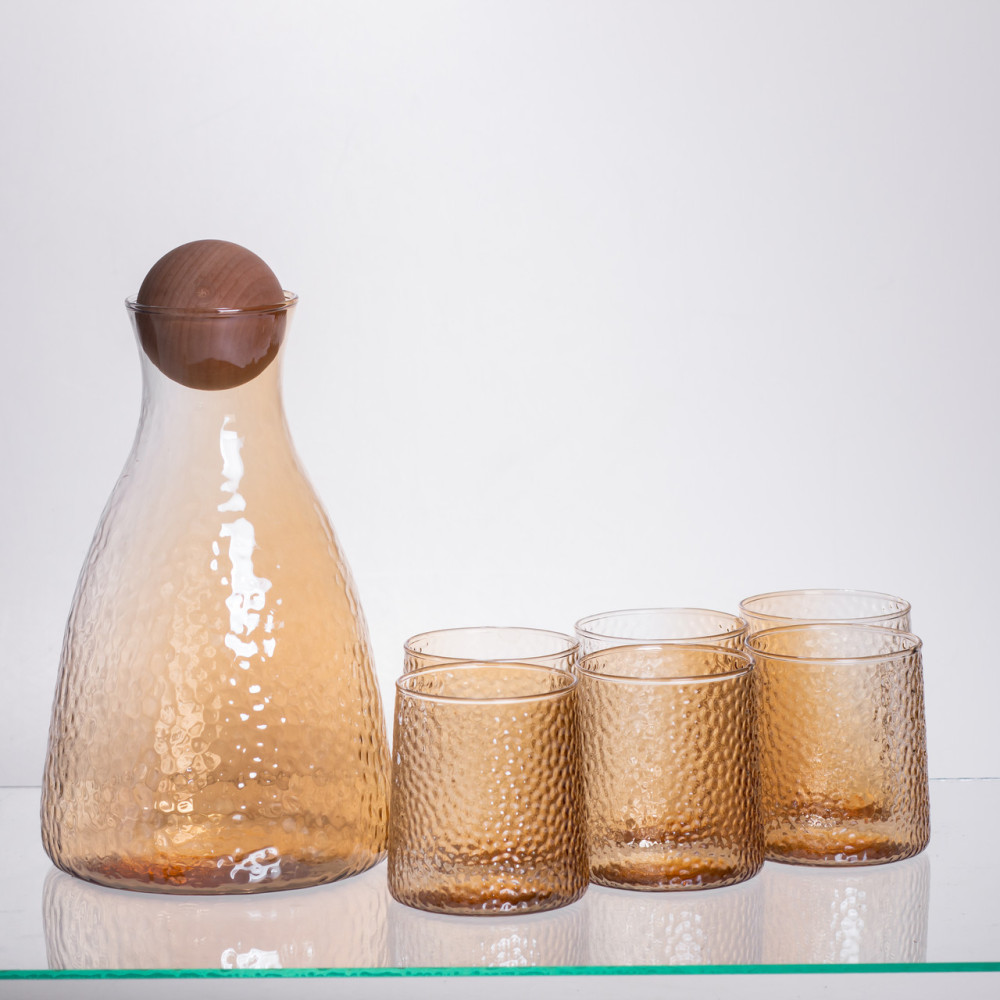 Зображення Набор для напитков графин с бамбуковой крышкой и 6 стаканами, коричневый 64486-36 ИМ Light-Deco 3 