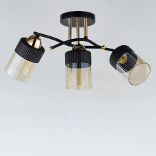Люстра стельова Light House SRS-19026/3 чорна із золотом