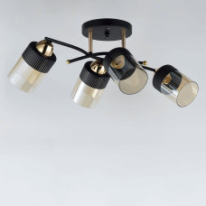 Люстра стельова Light House SRS-19026/4 чорна із золотом