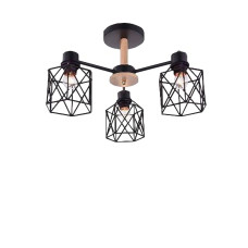 Люстра стельова Light House SRS-19037/3 чорна + дерево