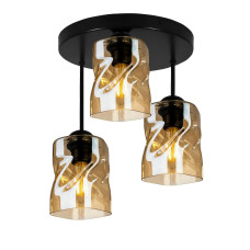 Люстра підвісна Light House SRS-19043/3A чорна, плафон бурштиновий