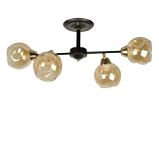 Люстра стельова Light House SRS-19045/4 чорна із золотом, плафон медовий