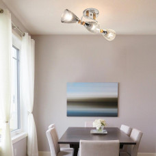 Люстра стельова Light House SRS-19046/3А хром + дерево, плафон димчастий