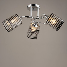 Люстра стельова Light House SRS-19049/3 хром, плафон прозорий в смужку