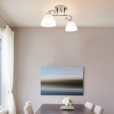 Люстра стельова Light House SRS-19050/2 хром, плафон білий + прозорий