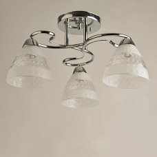 Люстра стельова Light House SRS-19050/3 хром, плафон білий + прозорий