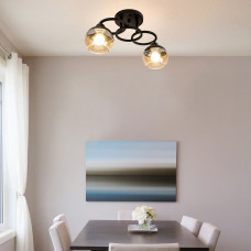 Люстра стельова Light House SRS-19054/2А чорна, плафон бурштиновий