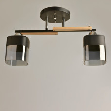 Люстра стельова Light House SRS-19058/2А чорна + хром + дерево