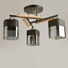Люстра стельова Light House SRS-19058/3А чорна + хром + дерево