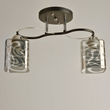Люстра стельова Light House SRS-19059/2 чорна + хром, плафон димчастий з візерунком
