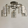 Зображення Люстра стельова Light House SRS-19059/5А чорна + хром, плафон димчастий з візерунком ИМ Light-Deco 