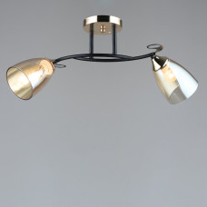 Люстра стельова Light House SRS-19060/2 BK+FGD чорна + золото, плафон бурштиновий