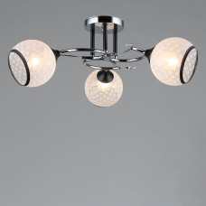 Люстра стельова Light House SRS-19061/3 чорна + хром, плафон білий з візерунком