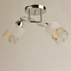 Люстра стельова Light House SRS-19062/2А хром, білий плафон матовий + золото