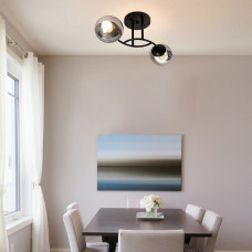 Люстра стельова Light House SRS-19068/2 чорна, плафон димчастий