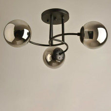 Люстра стельова Light House SRS-19068/3 чорна, плафон димчастий