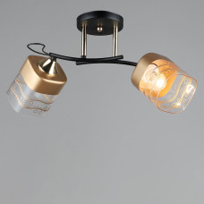 Люстра стельова Light House SRS-19070/2 чорна + золото, плафон золото з прозорим