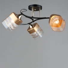 Люстра стельова Light House SRS-19070/3 чорна + золото, золото плафон з прозорим