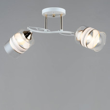 Люстра стельова Light House SRS-19072/2 WT+FGD біла + золото, плафон прозорий з полоскою