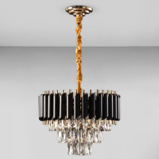Люстра підвісна кришталева Light House SZ-19102/400 BK+FGD+WT E14*7 чорна із золотом