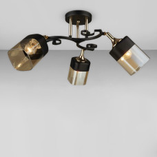 Люстра стельова Light House SRS-19021/3 чорна із золотом