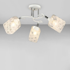 Люстра стельова Light House SRS-19022/3 біла + хром, плафони прозорі з візерунком