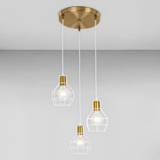 Люстра підвісна Light House LS-17201F-3 BRZ+WH (300) біла + бронза